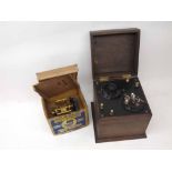 A vintage Crystal type Receiver in a stained pine (possibly replacement) case, together with a