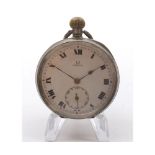 A first quarter of the 20th Century Silver Cased Open Face Keyless Pocket Watch, Omega, 5493424, the