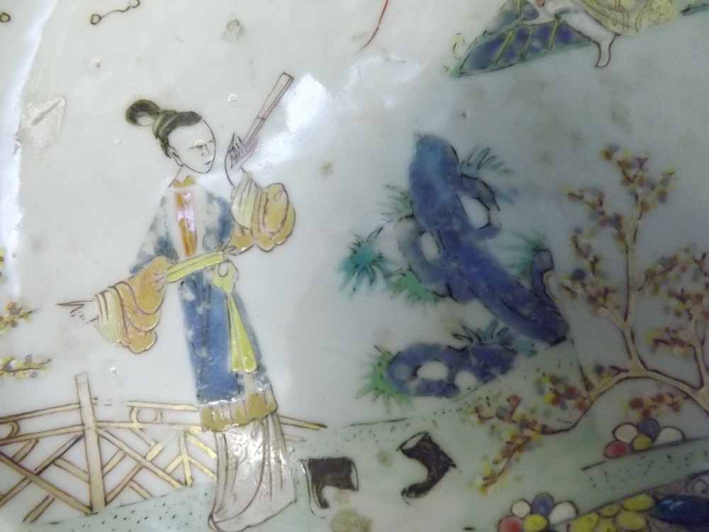 An 18th Century Chinese Circular Plate, painted in colours with scene of young lady in a garden - Image 5 of 7