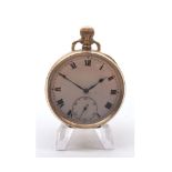 A first quarter of 20th Century 9ct Gold, open face, keyless, Pocket Watch, SS & Co, the Swiss
