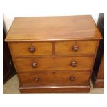 Small Victorian Mahogany Chest of two short and two long drawers raised on a plinth base, 36” wide