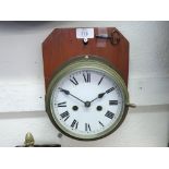 A 20th Century Brass cased ship’s bulkhead type Wall Clock, the drum shaped case with hinged and