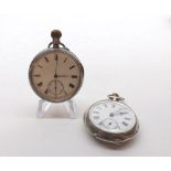 A Mixed Lot comprising: a late 19th Century Swiss Silver Cased Open Face Keyless Pocket Watch,