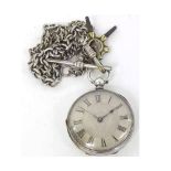 A late 19th Century Swiss Silver cased open face Fob Watch, the frosted and gilt movement and engine
