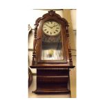 Late 19th Century Walnut and Marquetry inlaid Wall Clock, the case with applied “C” scroll