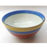 Clarice Cliff Wilkinsons Ltd circular Pedestal Bowl, decorated in coloured bands, 7 ½” diameter