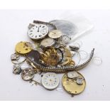 A Mixed Lot comprising: various Pocket Watch and Wristwatch Movements, Case Parts and Scraps,