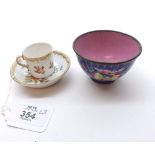20th Century Rudelstadt miniature cabinet cup and saucer decorated with floral sprays and gilt