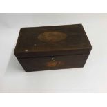 Georgian Mahogany former Tea Caddy of rectangular form, decorated with inlaid Shell detail, the