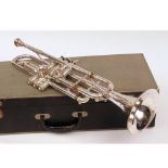 A mid-20th Century Silver Plated Trumpet by H Brown & Sons, London, housed within original case