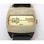 A third quarter of the 20th Century Gold Plated Digital type Wristwatch, Lucerne, the Swiss movement