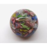 Unusual late 19th or early 20th Century glass paperweight with coloured scrambled design to