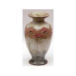 A Royal Doulton Baluster Vase by Eliza Simmance and Ethel Beard, the rim and body moulded with a