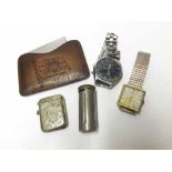 A mixed lot including two gent’s wristwatches by Seiko, metal “Magic Pocket Savings Bank”, plated