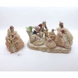 A mixed lot of large Irish Dresden figure, “Grandmother’s Birthday” and a further Irish Dresden