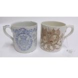 Two Royal Doulton Royal Commemorative Mugs: 1902 Edward and Alexandra Coronation Mug and Victoria