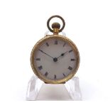 A late 19th Century Swiss Open Face Keyless Fob Watch, the frosted gilt and jewelled movement with