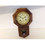 A late 20th Century, drop dial, Wall Clock, the octagonal surround to a drop trunk with glazed and