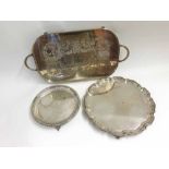 A Mixed Lot of Silver Plated Wares to include large double-handled Tray, two small Waiter Trays on