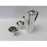 An Alpaca three-piece electro plated Coffee Set in modernist style comprising Coffee Pot, Cream