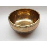 Oriental polished Bronze circular Singing Prayer Bowl, 7 ½” diameter
