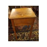 Edwardian Satinwood Ladies Sewing Table of rectangular form, the flip top opening to an interior