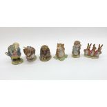 Beswick Beatrix Potter Figures: Flopsy, Mopsy and Cottontail; Appley Dappley; Tommy Brock; Miss