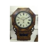 A mid-19th Century Walnut and Boxwood lined inlaid drop dial Wall timepiece, the octagonal