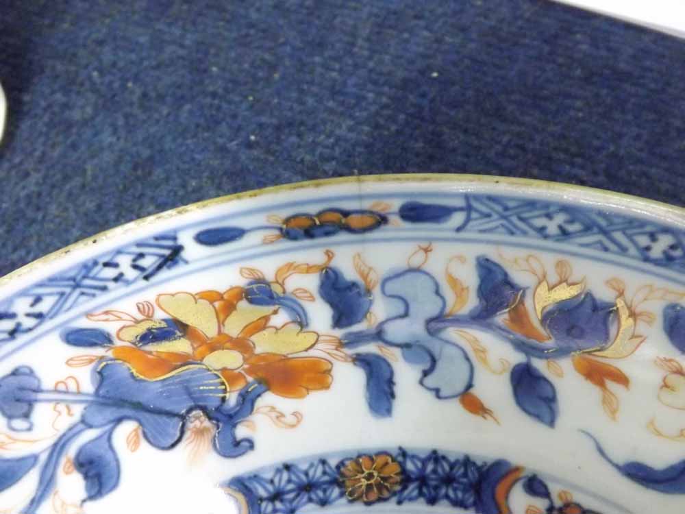 Pair of 19th Century Chinese circular dishes, decorated in blues, reds and gilt highlights with - Image 7 of 8