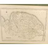 J & C WALKER: NORFOLK, engrd map circa 1835, approx 9 1/4" x 12 1/2" + H G COLLINS: NORFOLK, engrd