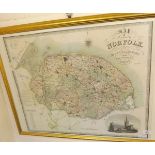 S & J GREENWOOD: MAP OF THE COUNTY OF NORFOLK,,,, engrd hand col'd map, 1834, approx 22 1/2" x 27
