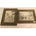 CHRIS FROST, two black and white prints, Elm Hill and Bishop Bridge, Norwich, dated 1981 and 1982
