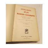 B V DARBYSHIRE (ed): STIELER'S ATLAS OF MODERN GEOGRAPHY, Gotha 1909, 9th edn, fo, old hf cf v worn,