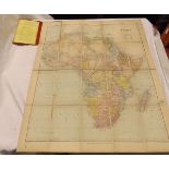 E STANFORD: MAP OF AFRICA, col'd map circa 1901, fdg bkd onto linen, orig cl worn,