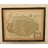 T KITCHIN: A NEW MAP OF NORFOLK, engrd hand col'd map, circa 1768, approx 7 3/4" x 10 1/2" f/g