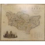 C & J GREENWOOD: MAP OF THE COUNTY OF KENT, engrd hand col'd map 1829 approx 22 1/2" x 27 1/4" f/g