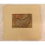 P VAN DEN KEERE: SUFFOLK, engrd hand col'd map circa 1617, approx 3 1/2" x 5"