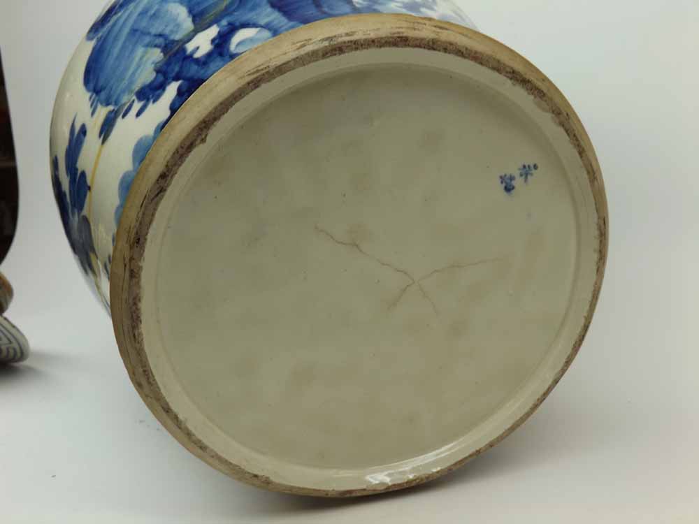 A Chinese Covered Large Jar, painted in underglaze blue with birds and foliage, the neck applied - Image 11 of 12