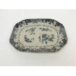 A Nanking canted rectangular Dish, unusually painted in black and sprays of foliage within a