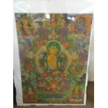 Two Modern Coloured Lithographs depicting Eastern Deities, 35" x 25"