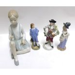 A Mixed Lot: Lladro Figure of a young girl seated (item missing from right hand); together with