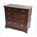 An 18th Century Oak Chest, four full width graduated drawers on bracket feet, 38" wide