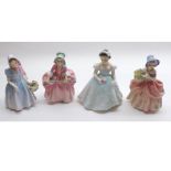 Four Royal Doulton Figures: Wendy, HN2108; Cissie, HN1809; The Bridesmaid, HN2196; Bo Beep,