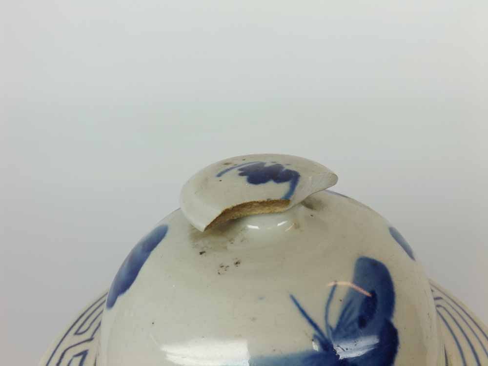 A Chinese Covered Large Jar, painted in underglaze blue with birds and foliage, the neck applied - Image 2 of 12