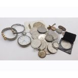 Mixed lot to include range of various British and Channel Islands coinage, Ladies wristwatches,