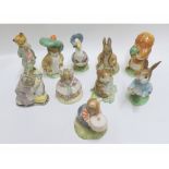 Beatrix Potter Figures: The Old Woman Who Lived In A Shoe; Jemima Puddleduck; Foxy Whiskered