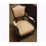 Edwardian Mahogany and Ivorine strung tub Armchair, also inlaid with further decorative neo-
