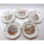 Group of five Continental Month Plates all decorated with central scenes and gilt highlighted