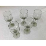 A set of five 20th Century Smoked Glass Small Wines, 5" high