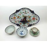 An Oriental Oval Tray decorated predominantly in blue with iron red, famille rose and verte and
